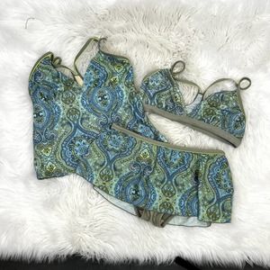 Athleta Paisley Bikini in Blue and Green Size M